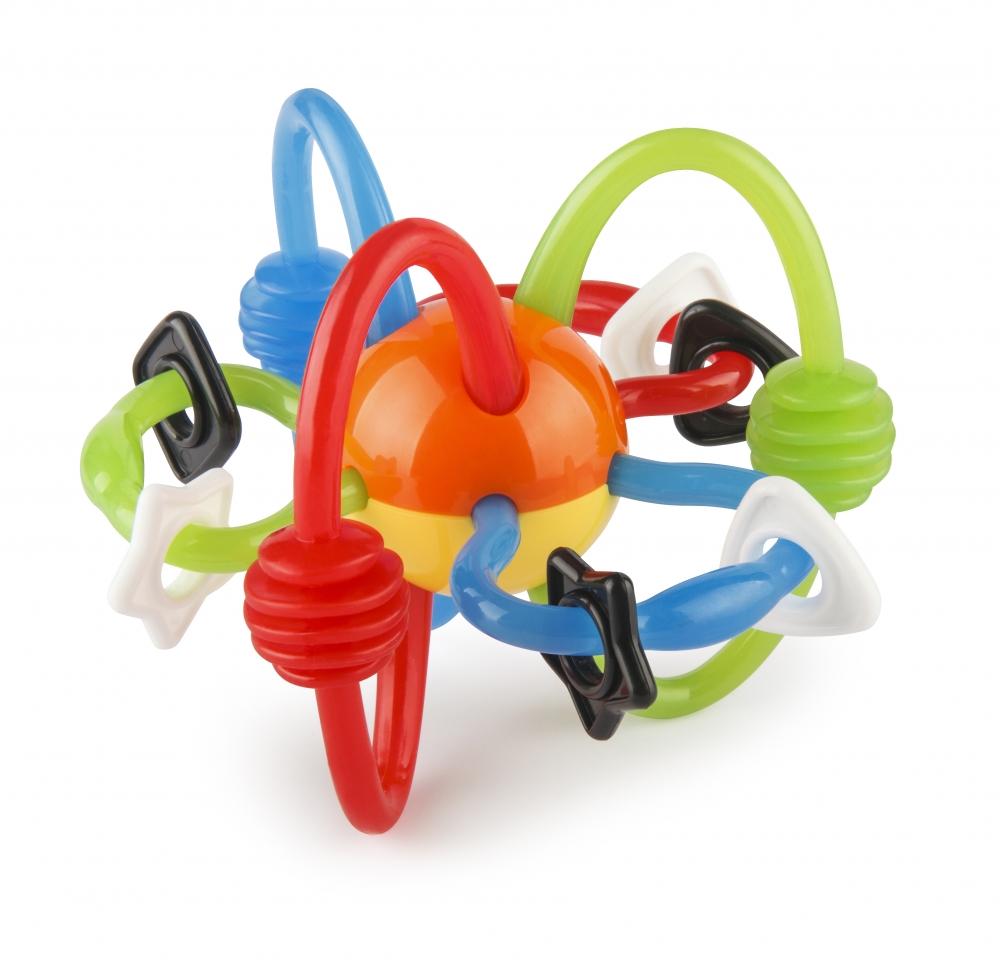 Baby rattle and teether, Infantino, Ball, Orange and yellow