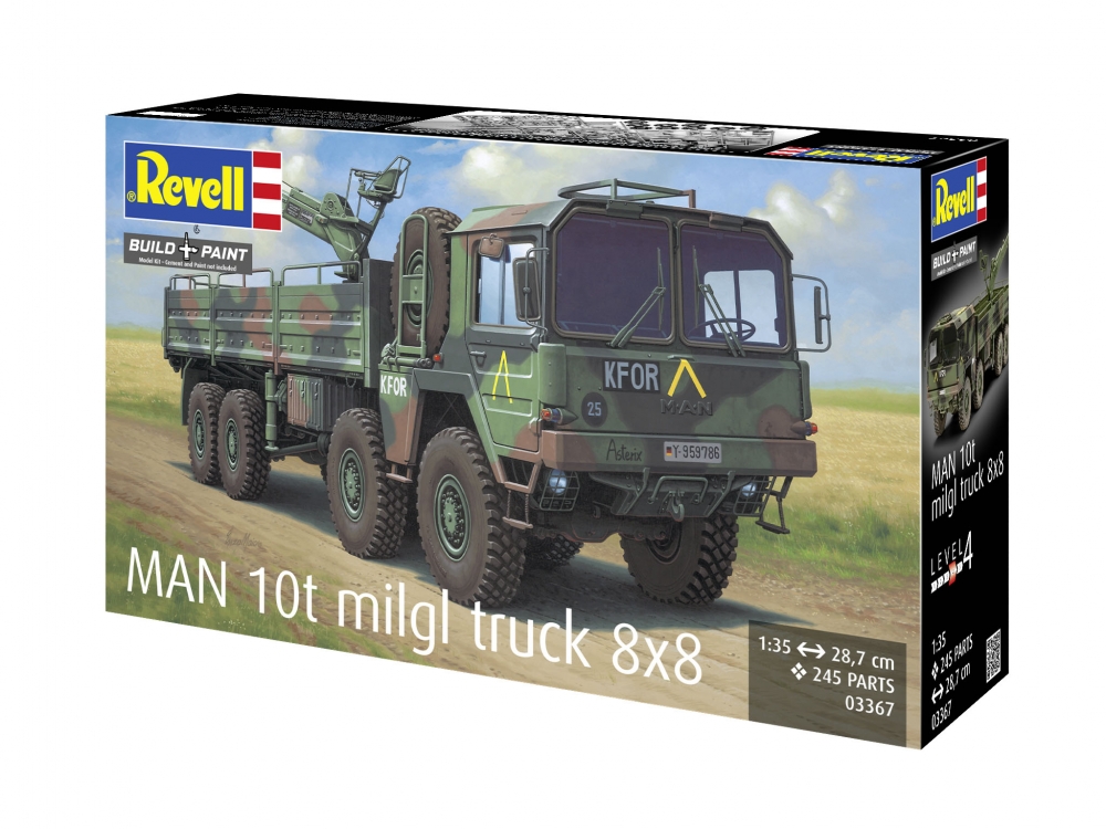Assembly model, Revell, Military truck MAN 10t Milgl.8x8, 245 parts
