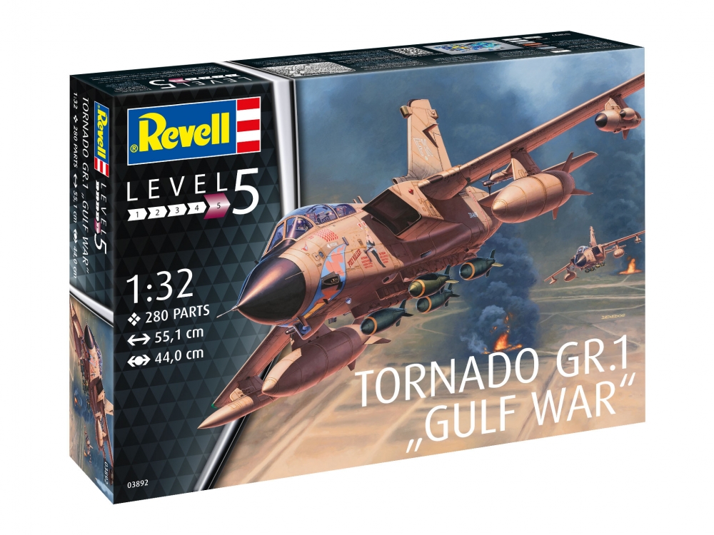 Assembly model, Revell, Tornado GR.1 RAF Gulf War fighter, 280 parts