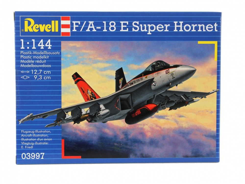Assembly model, Revell, F-A-18E Super Hornet fighter, 63 parts