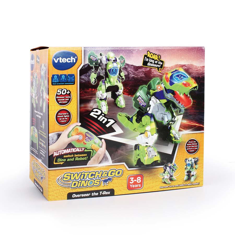 Interactive Toy, Vtech, Transformer Overseer, Robot and Dinosaur T-Rex 2 in 1 with Remote Control, Green