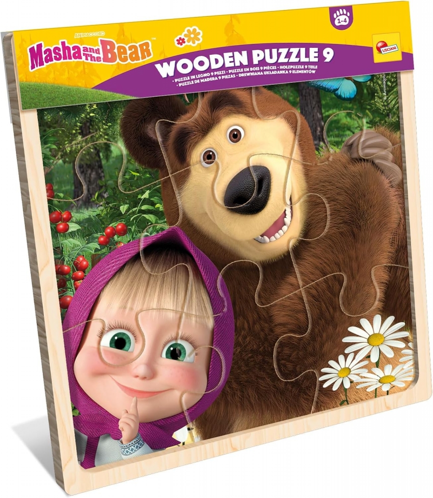 Wooden puzzle, Lisciani, Masha and the Bear, 9 pieces