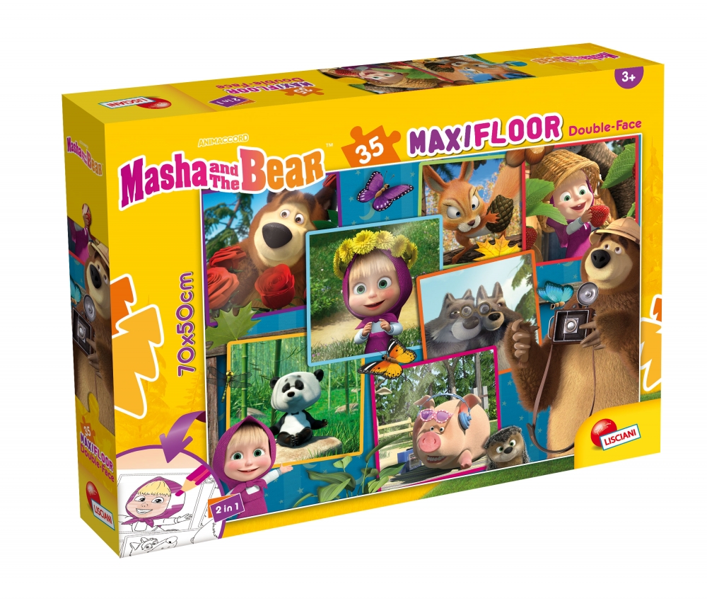 Puzzle, Lisciani, Masha and the Bear, Double-sided puzzle 35 pieces