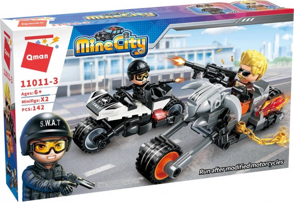 Constructor, Qman, MineCity, Motorcycle Chase, 142 parts