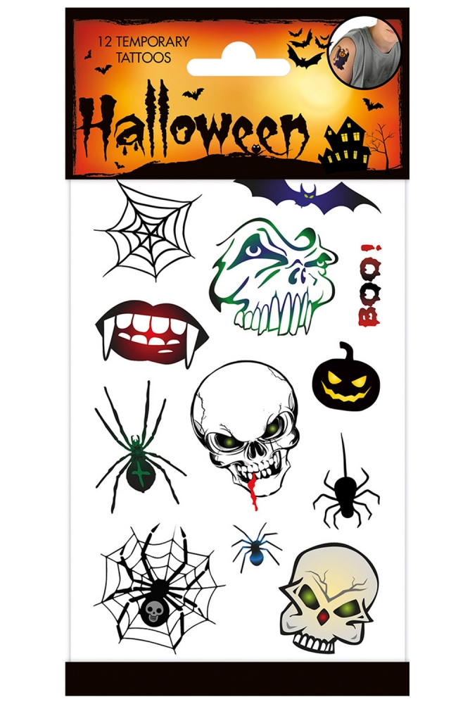 Set of temporary tattoos, Totum, Skulls, 12 pieces