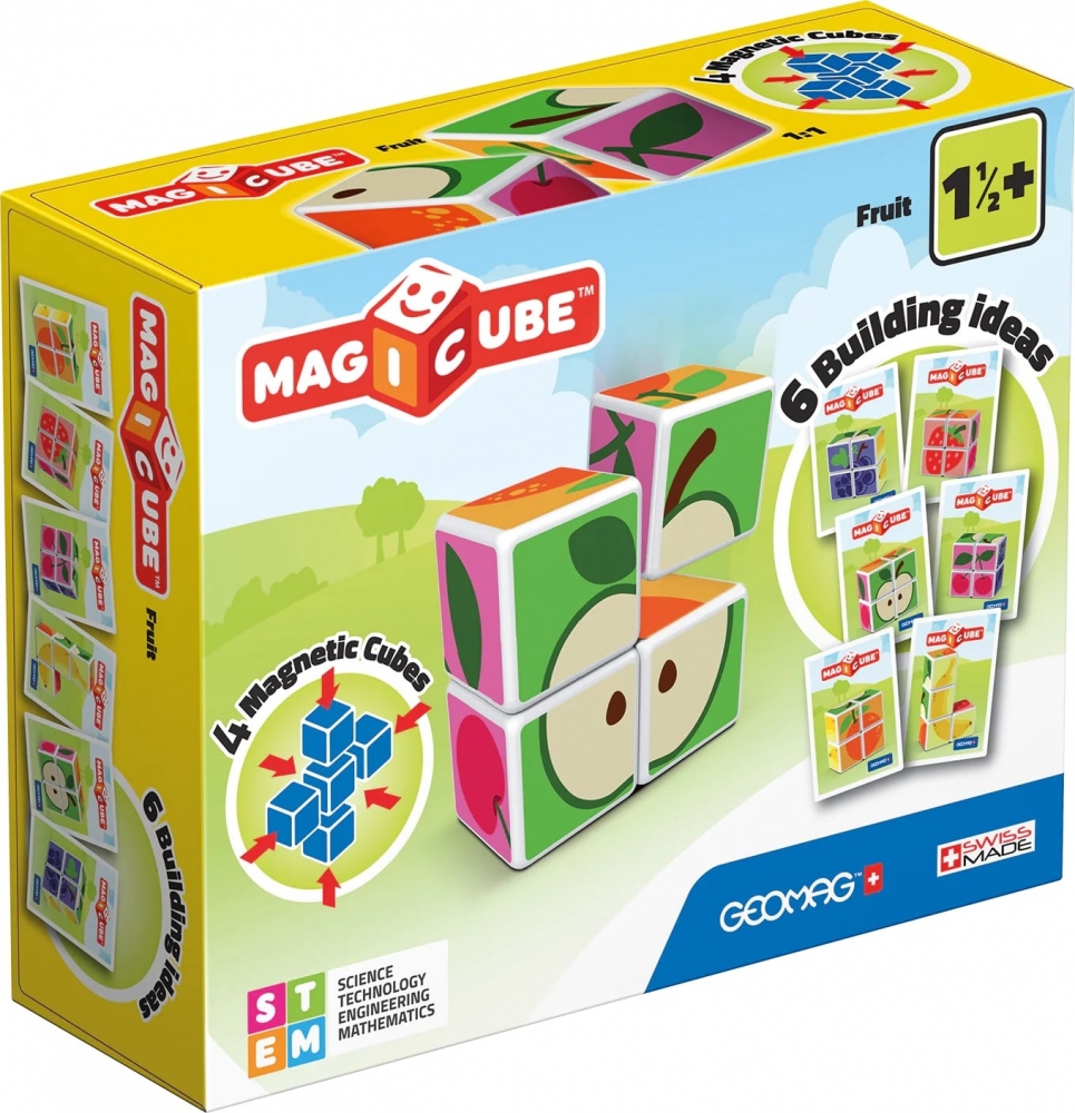 Magnetic Constructor, Geomag, Magicube, Fruits and Cards 131, 11 pieces