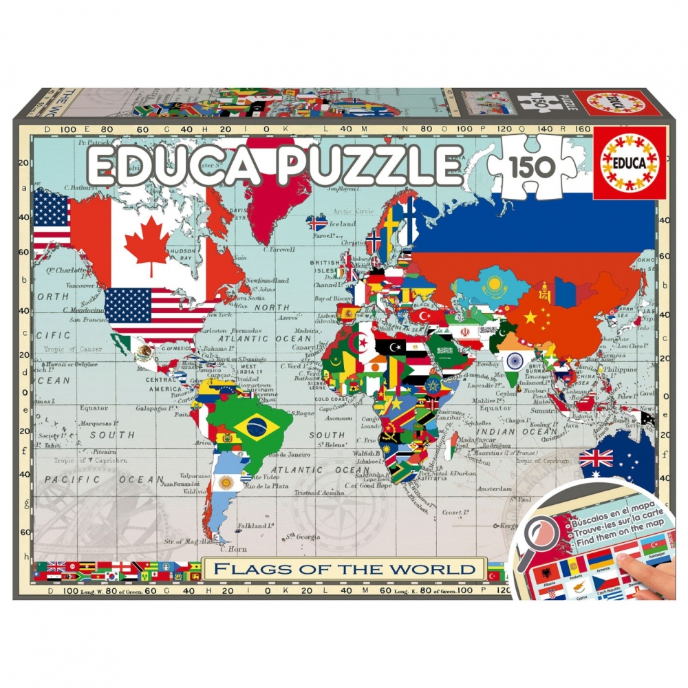 Puzzle, Educa, Flags of the World, Geographic, 150 pieces