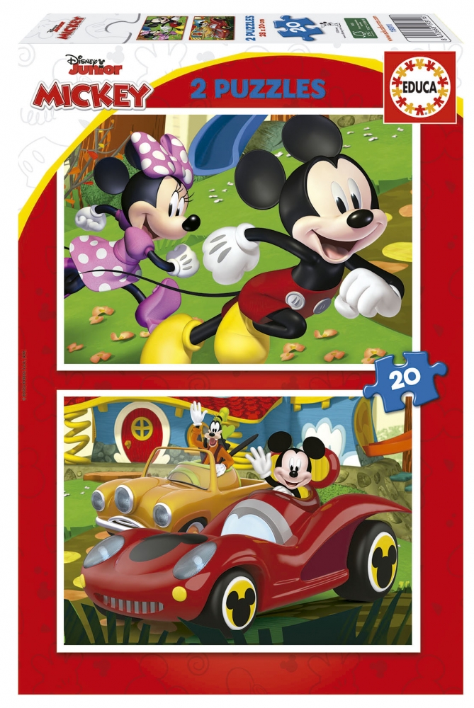 Educa 2 in 1 Puzzle, Mickey Mouse, Fun House, 2 x 20 pieces