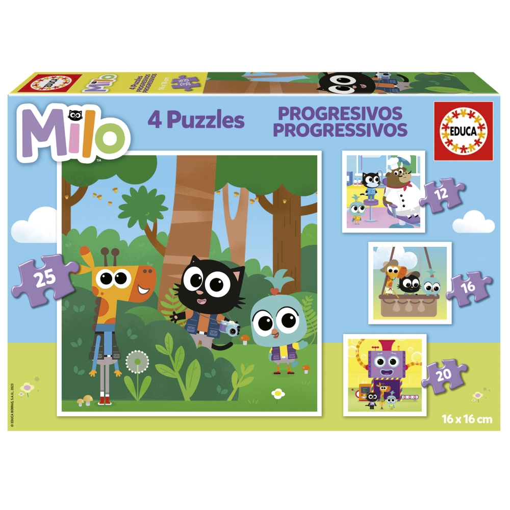Progressive puzzle, Educa, Milo 4 in 1, 12/16/20/25 pieces