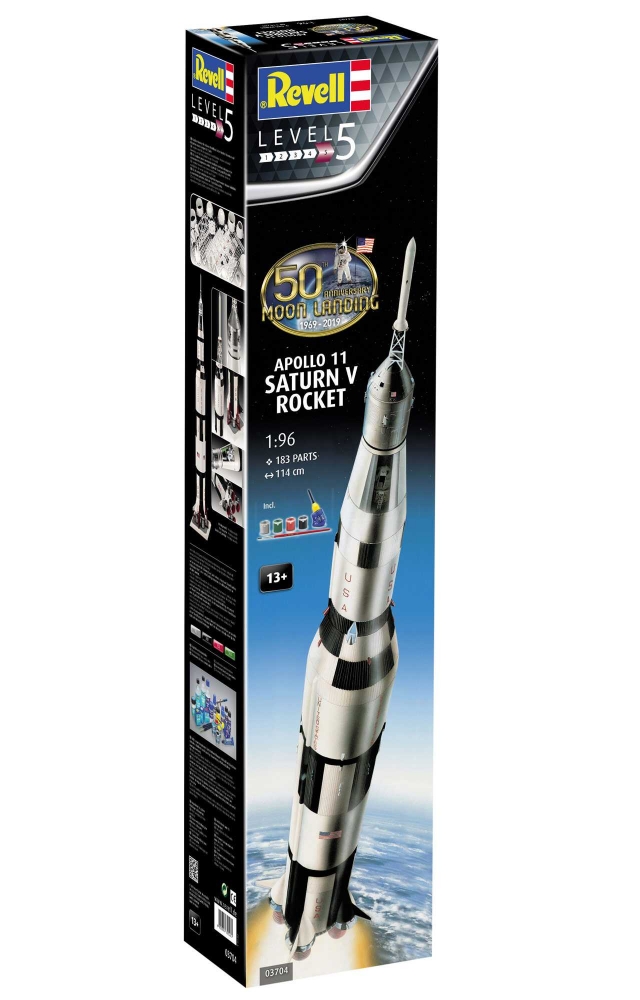 Prefab Model Kit, Revell, Apollo 11 Saturn V Rocket, 183 parts