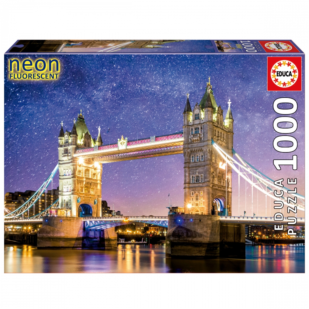 Neon puzzle, Educa, Tower Bridge, London, 1000 pieces