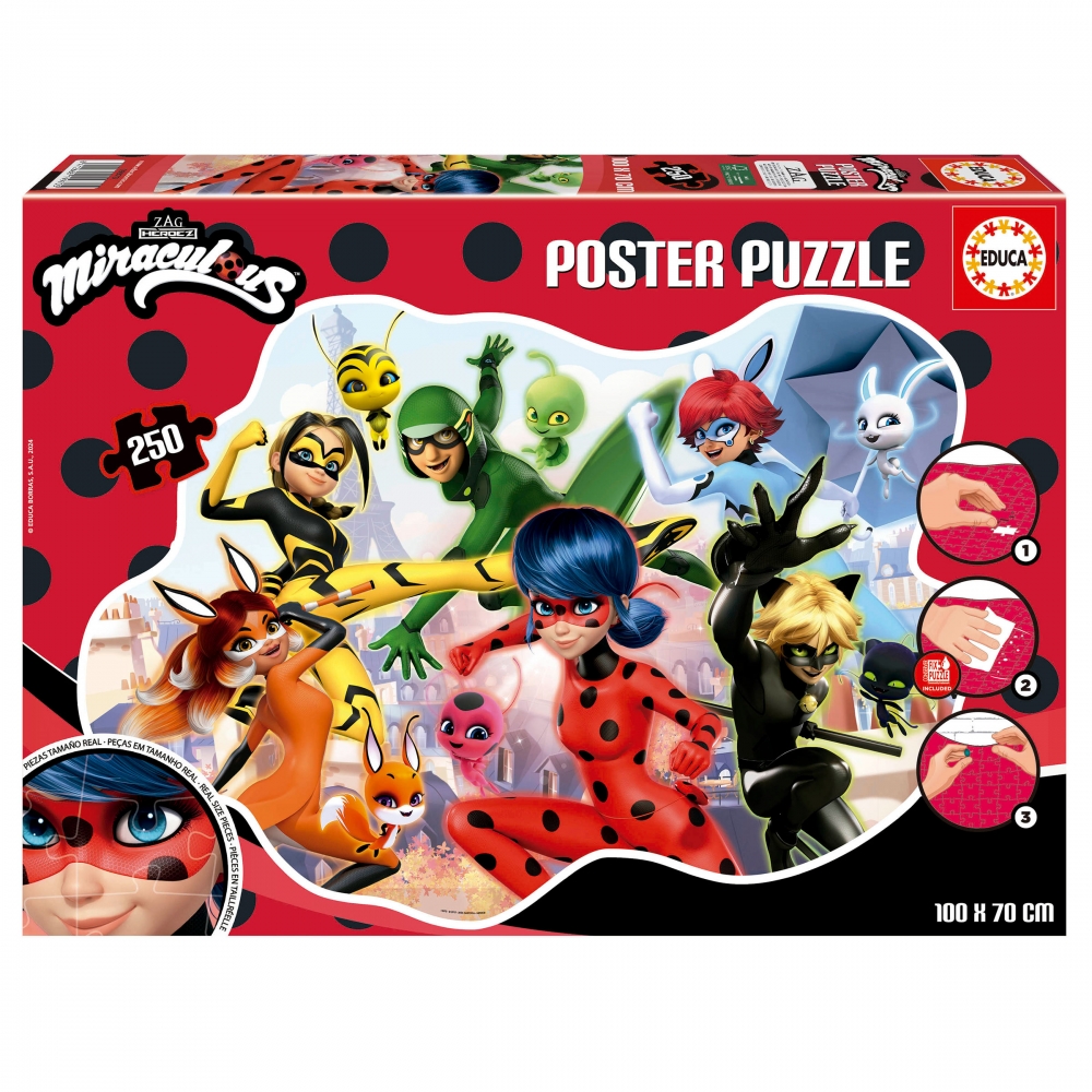 Puzzle, Educa, Ladybug and Cat Noir, Poster, 250 pieces