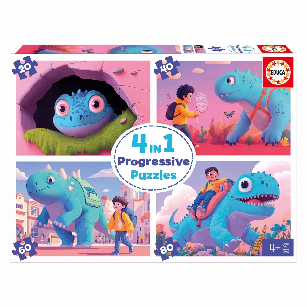 Progressive puzzle, Educa, Dino′s Friends, 20-40-60-80 pieces