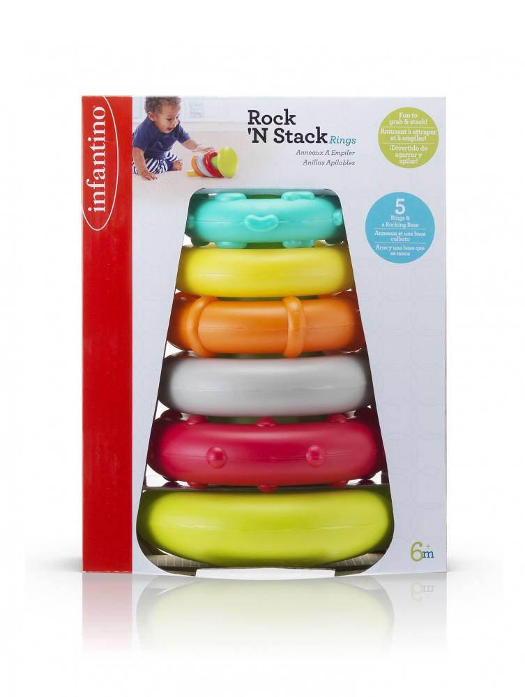 Pyramid with rings for stacking, Infantino, Green