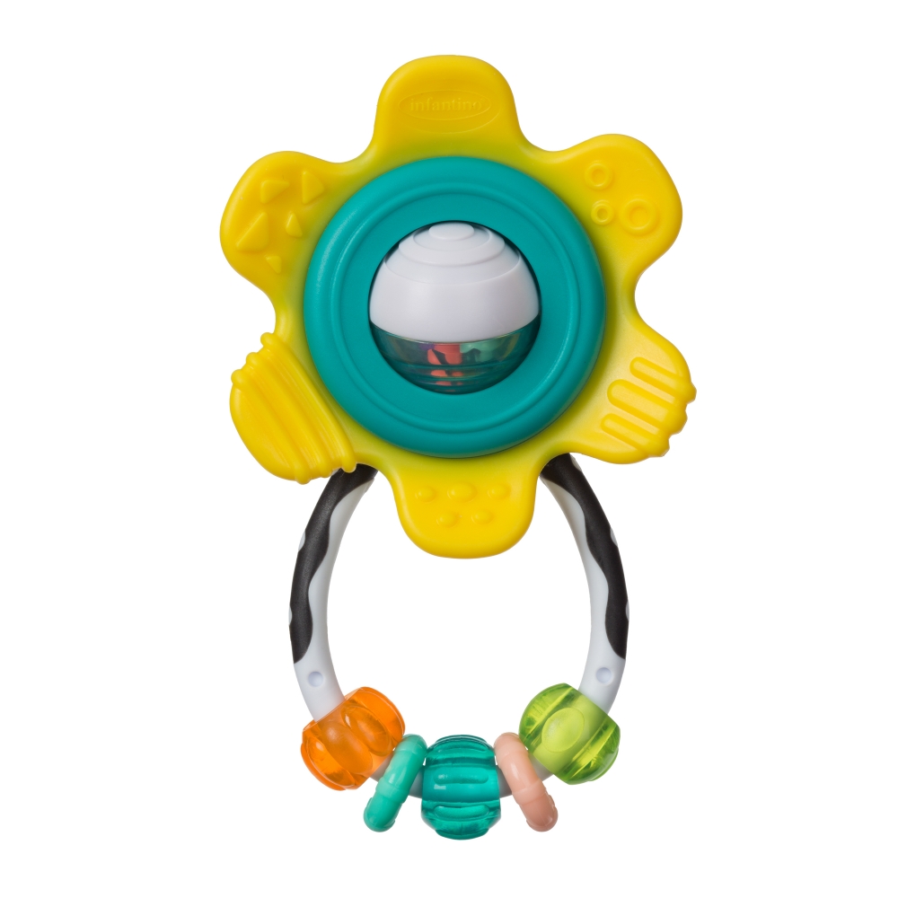 Rotating baby rattle and teether, Infantino, Yellow