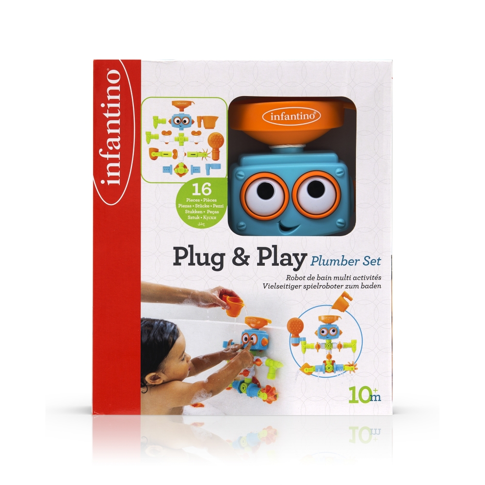 Bath toy, Infantino, Robot plumber, 16 pieces