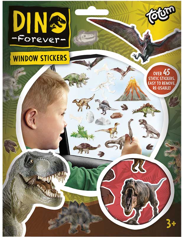 Set of stickers for glass, Totum, Dinosaurs, 45 pieces