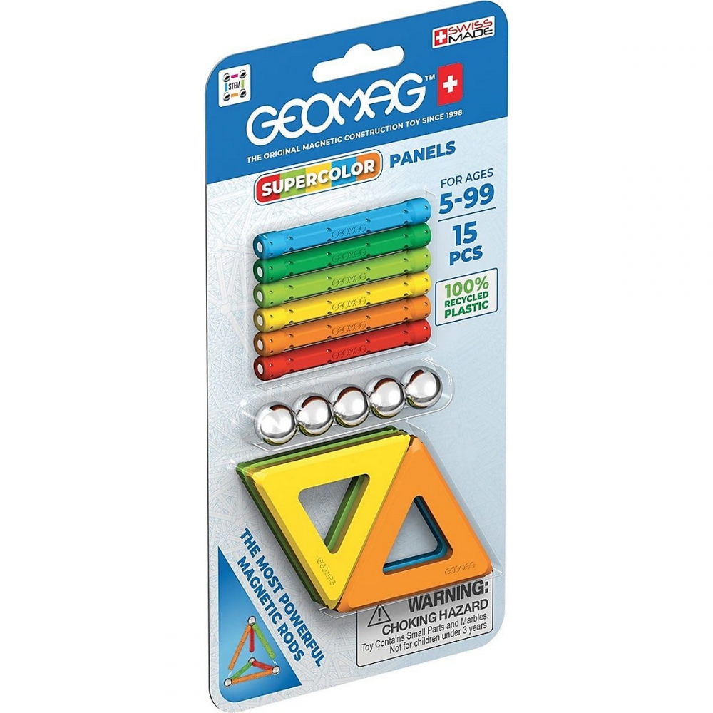 Magnetic constructor, Geomag, Supercolor Panels 376, 15 pieces