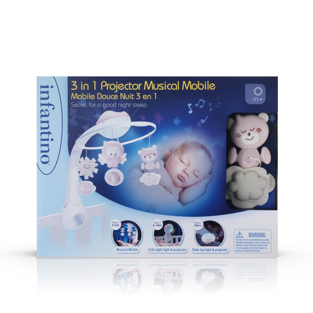 Musical carousel with projector 3in1, Infantino, Pink