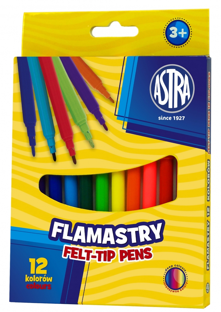 Felt tip pen set, Astra, CX, 12 colors