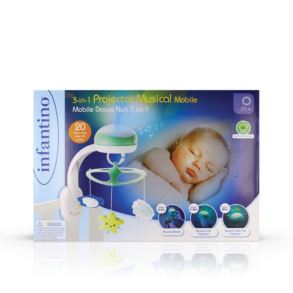 Musical carousel with projector 3in1, Infantino, Green