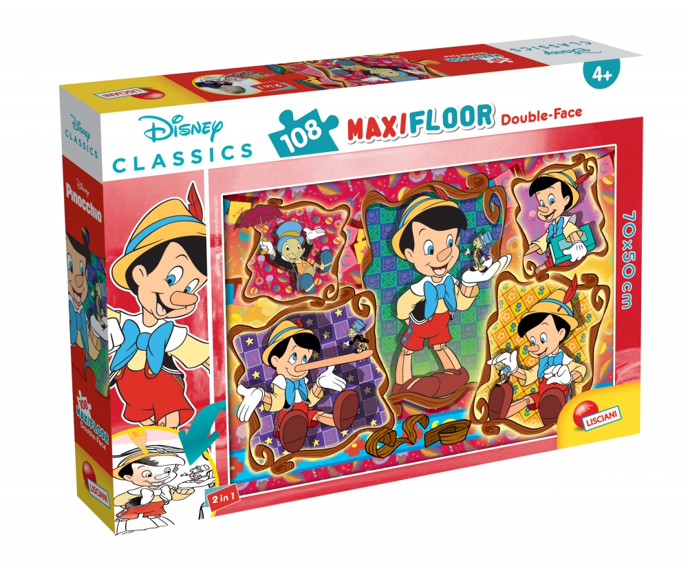 Puzzle, Lisciani, Pinocchio, Two-sided puzzle 108 pieces