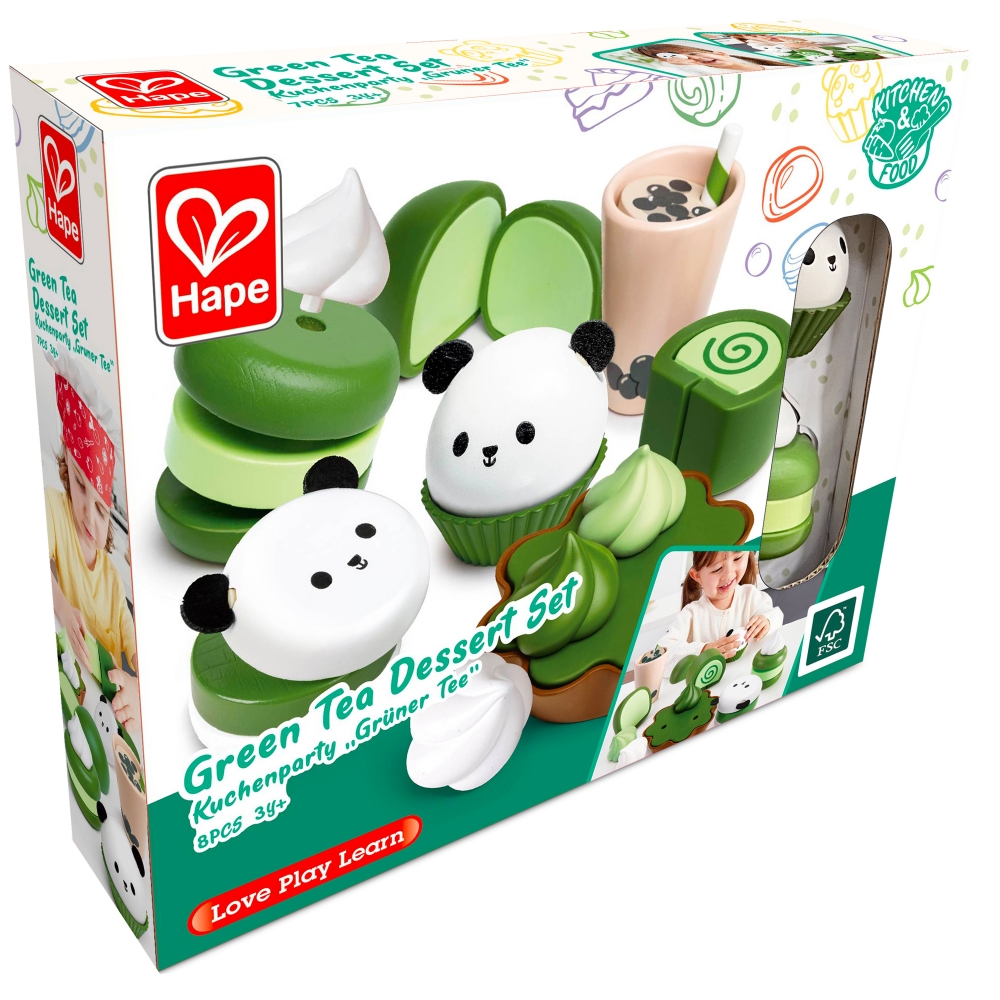 Children′s wooden set, Hape, Green tea dessert, 8 pieces