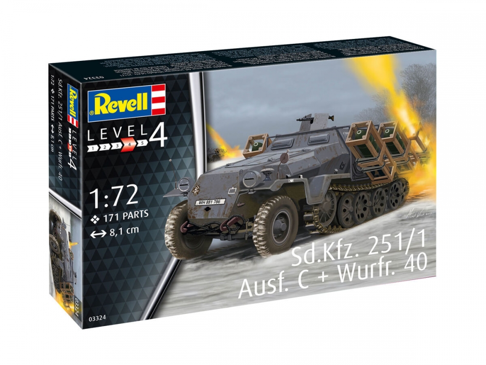 Assembled model, Revell, German armored personnel carrier Sd.Kfz. 251/1 Ausf.C + Wurfr.40, 171 parts
