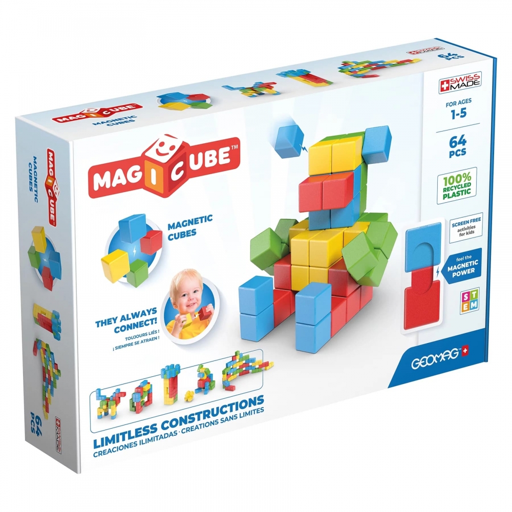 Magnetic constructor, Geomag, Magicube, Creative, 64 pieces