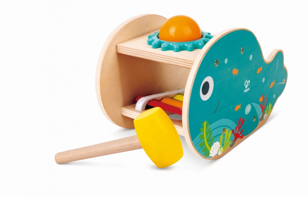 Interactive toy, Hape, Musical bench with hammer, Whale