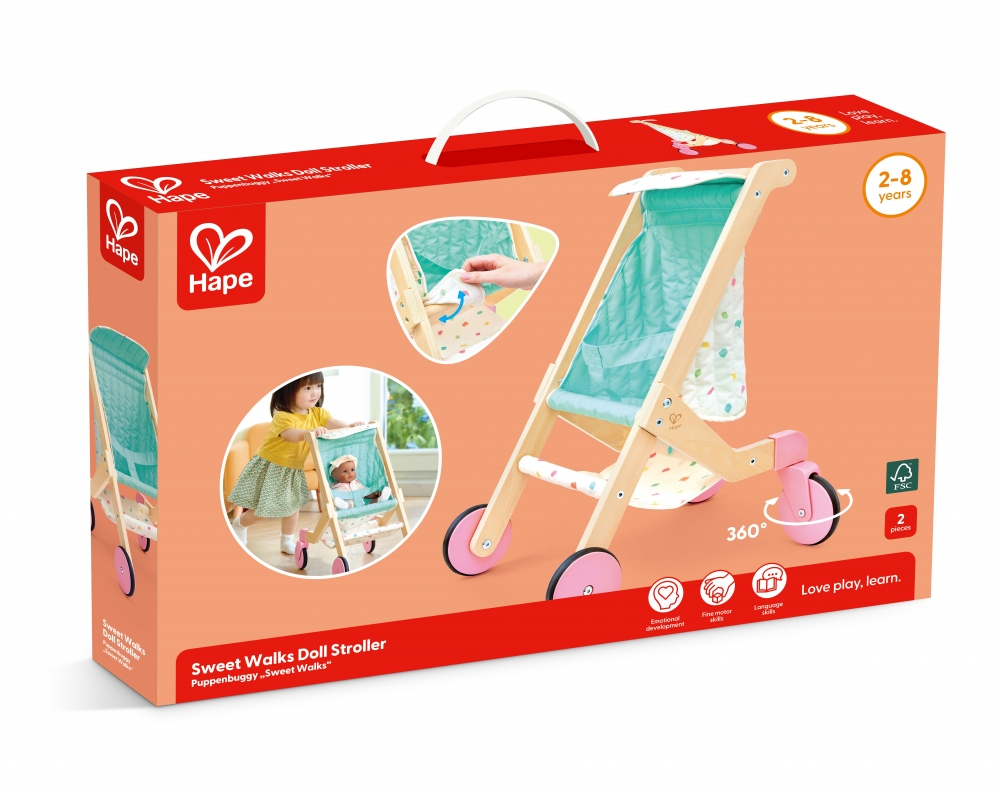 Wooden Children′s Doll Stroller, Hape, 2 parts