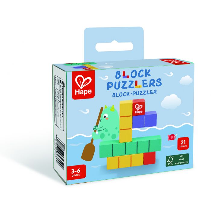 Wooden puzzle with colorful cubes, Hape, 21 pieces