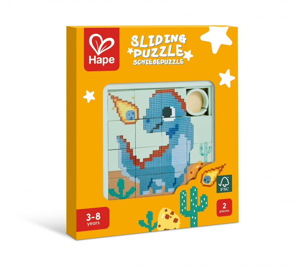Wooden sliding puzzle, Hape, 16 pieces