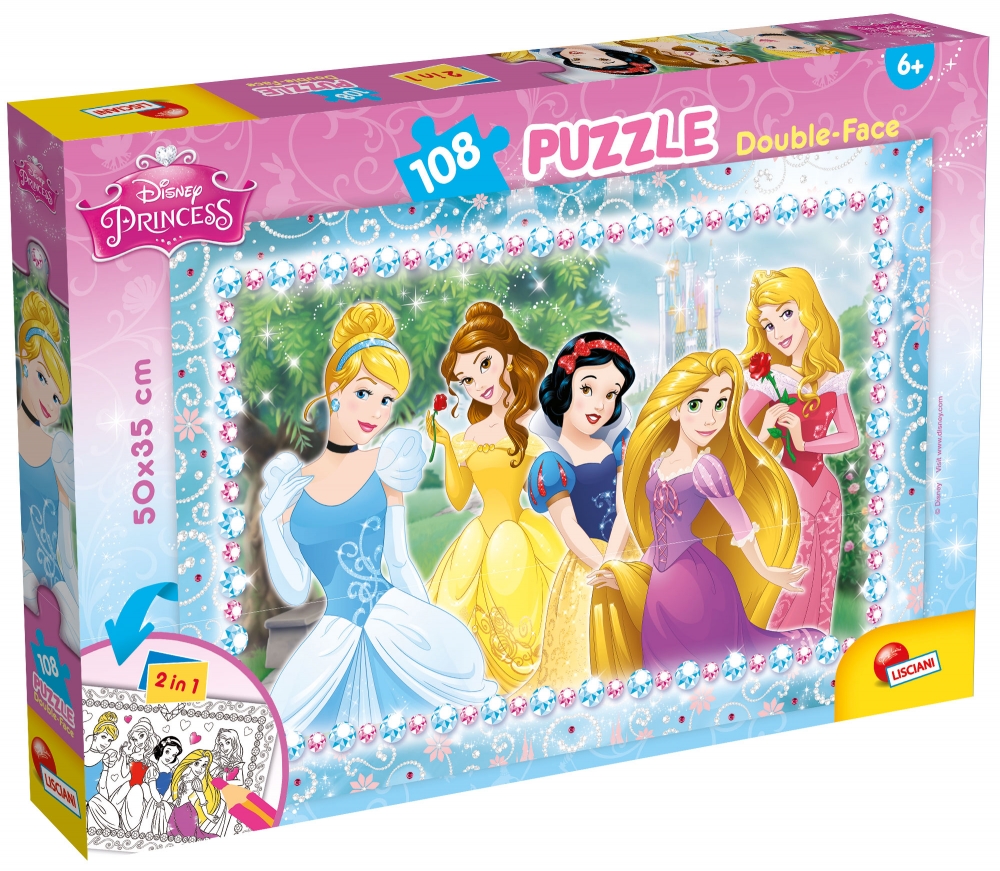 Puzzle, Lisciani, Princesses, Double-sided puzzle 108 pieces