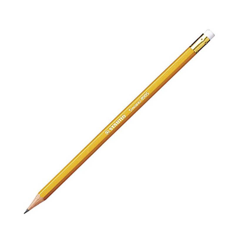 Graphite pencil, Stabilo, Swano HB with eraser, Yellow