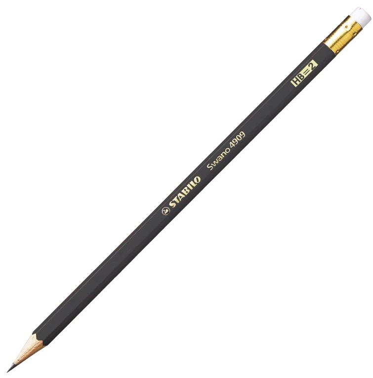 Graphite pencil, Stabilo, Swano HB with eraser, Black