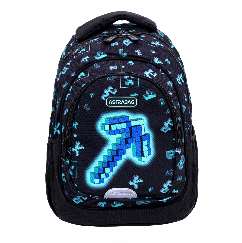 School backpack, Astra, Dark Pixel, AB330, 39 x 28 x 15 cm