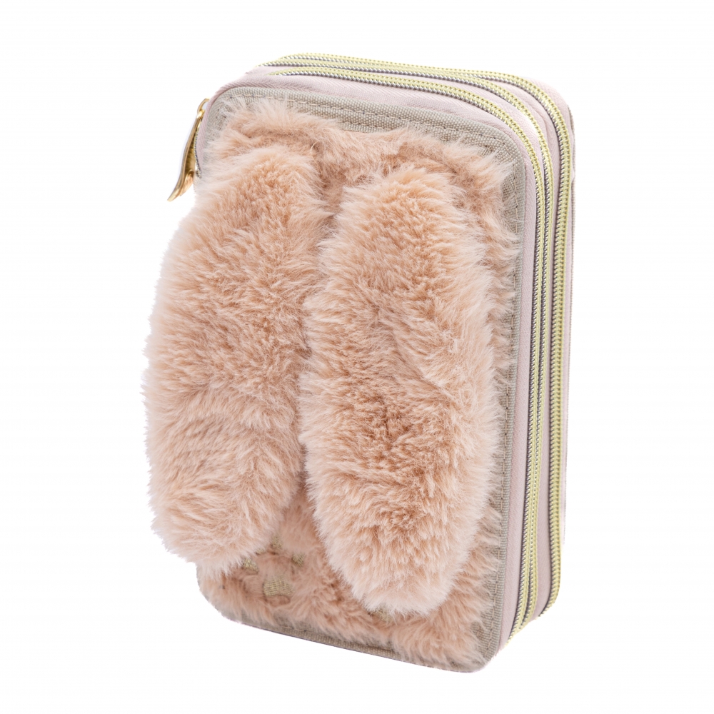 Triple vanity case with accessories ASTRABAG Fluffy Bunny, AC31, 20.5 x 13 x 6 cm