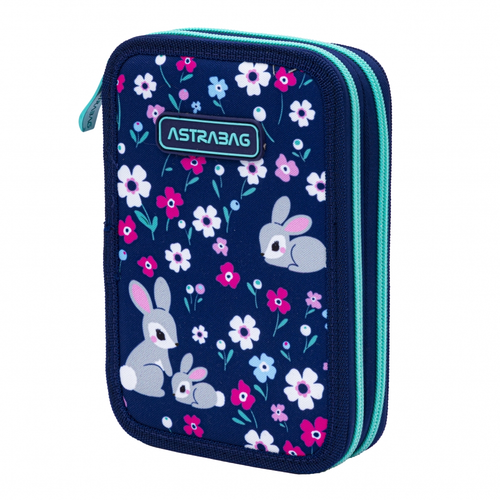 Double pencil case with accessories, Astra, Bunnies, AC21, 20.5 x 13 x 4.5 cm