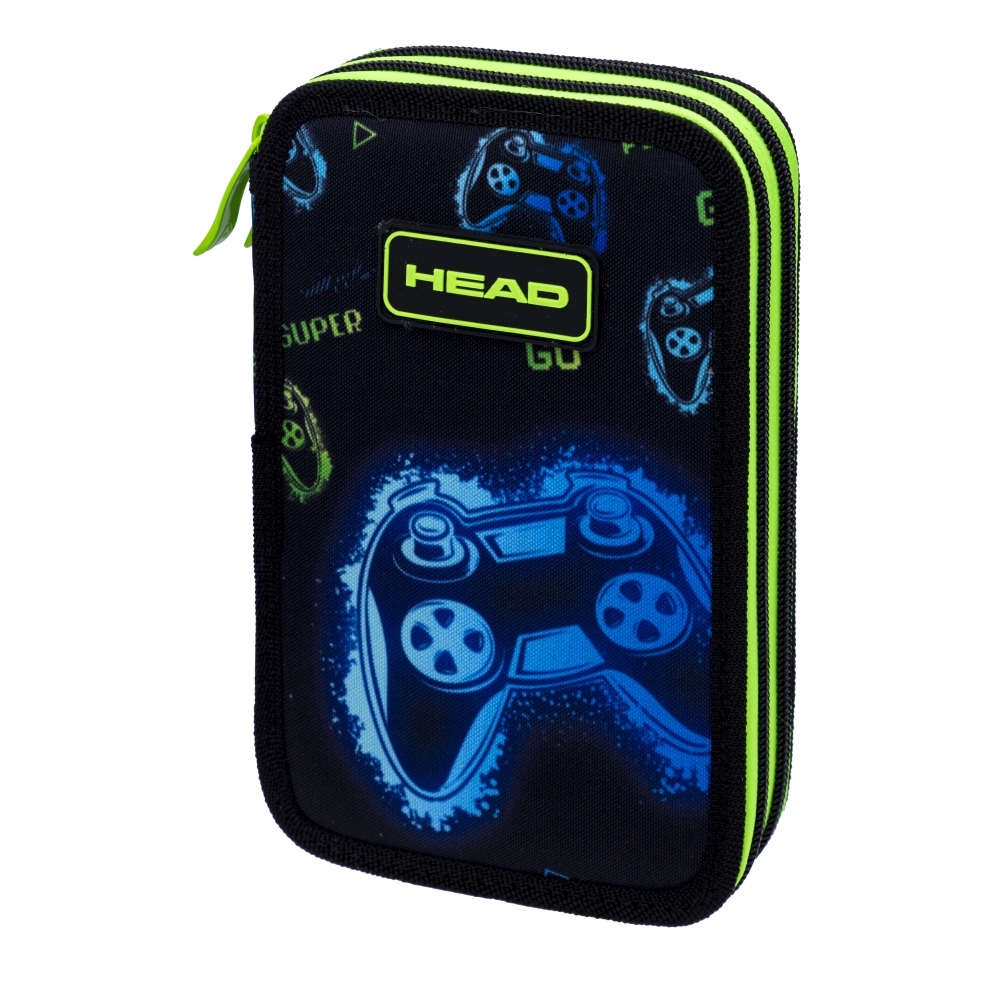 Double pencil case without accessories, Head, Neon Game, AC2, 20.5 x 13 x 4.5 cm