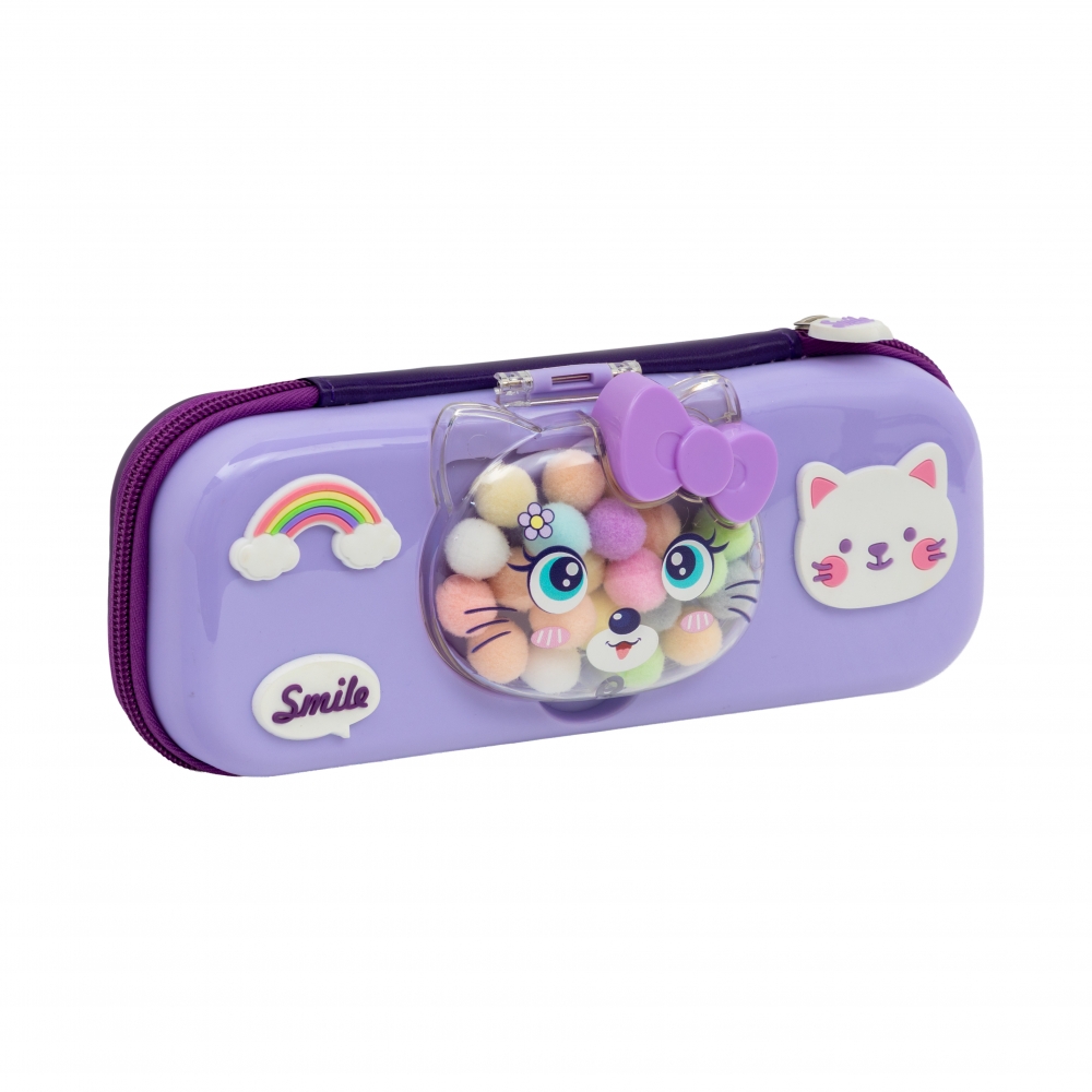 3D Foam Pencil Case, Astra, Kitten, purple, 23.3 x 9.5 x 4.5 cm