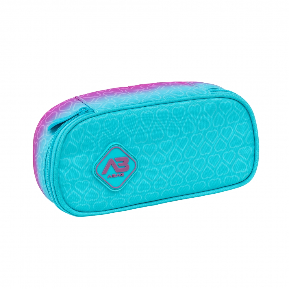 Single pencil case without accessories, Astra, Hexagon, Mint Ombre, AC6, 22 x 9 x 5 cm