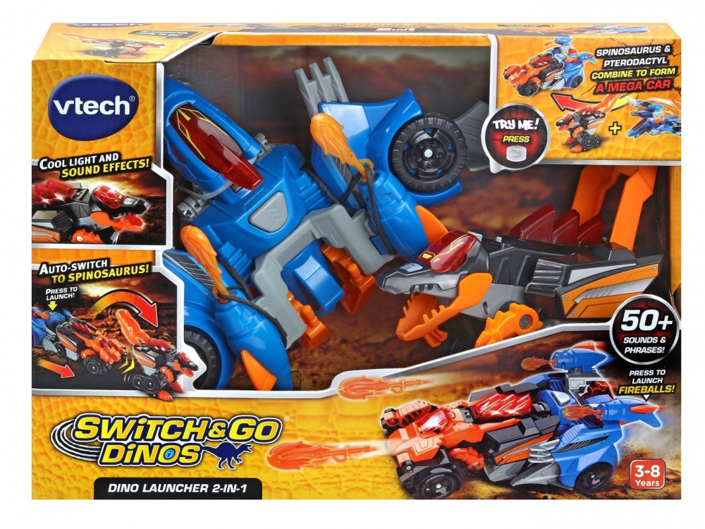 Interactive Toy, Vtech, Switch & Go, Rocket Launcher Dino 2 in 1