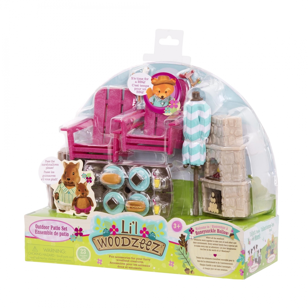 Playset, Battat, Li′l Woodzeez, Yard with BBQ, 23 pieces