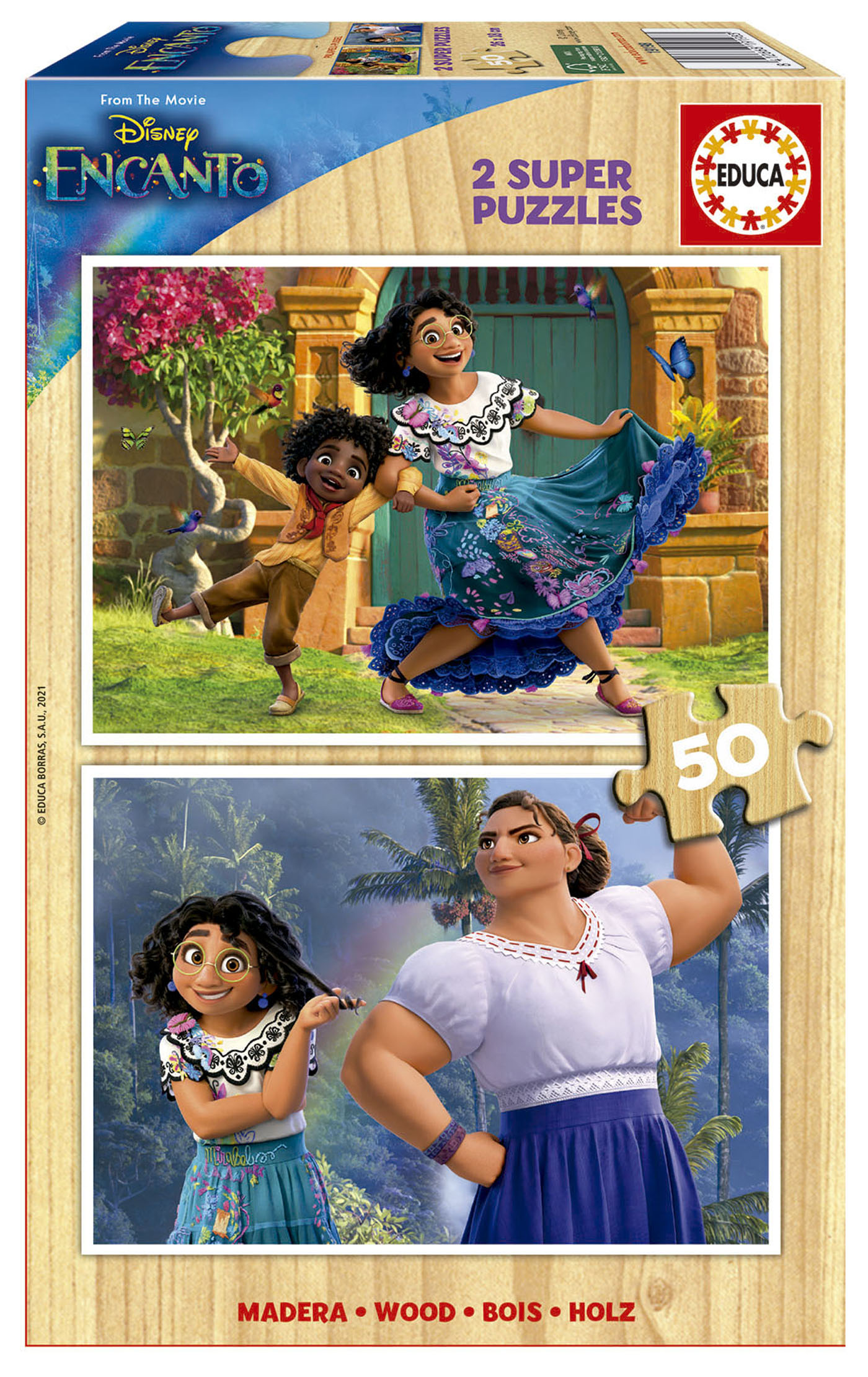 Wooden puzzle, Educa, Encanto, 2 in 1, 2 x 50 pieces