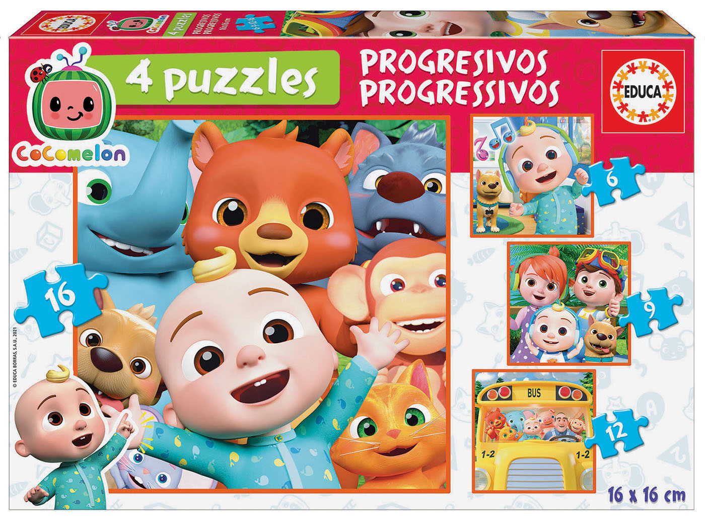 Progressive puzzle, Educa, Cocomelon, 4 in 1, 6-9-12-16 pieces
