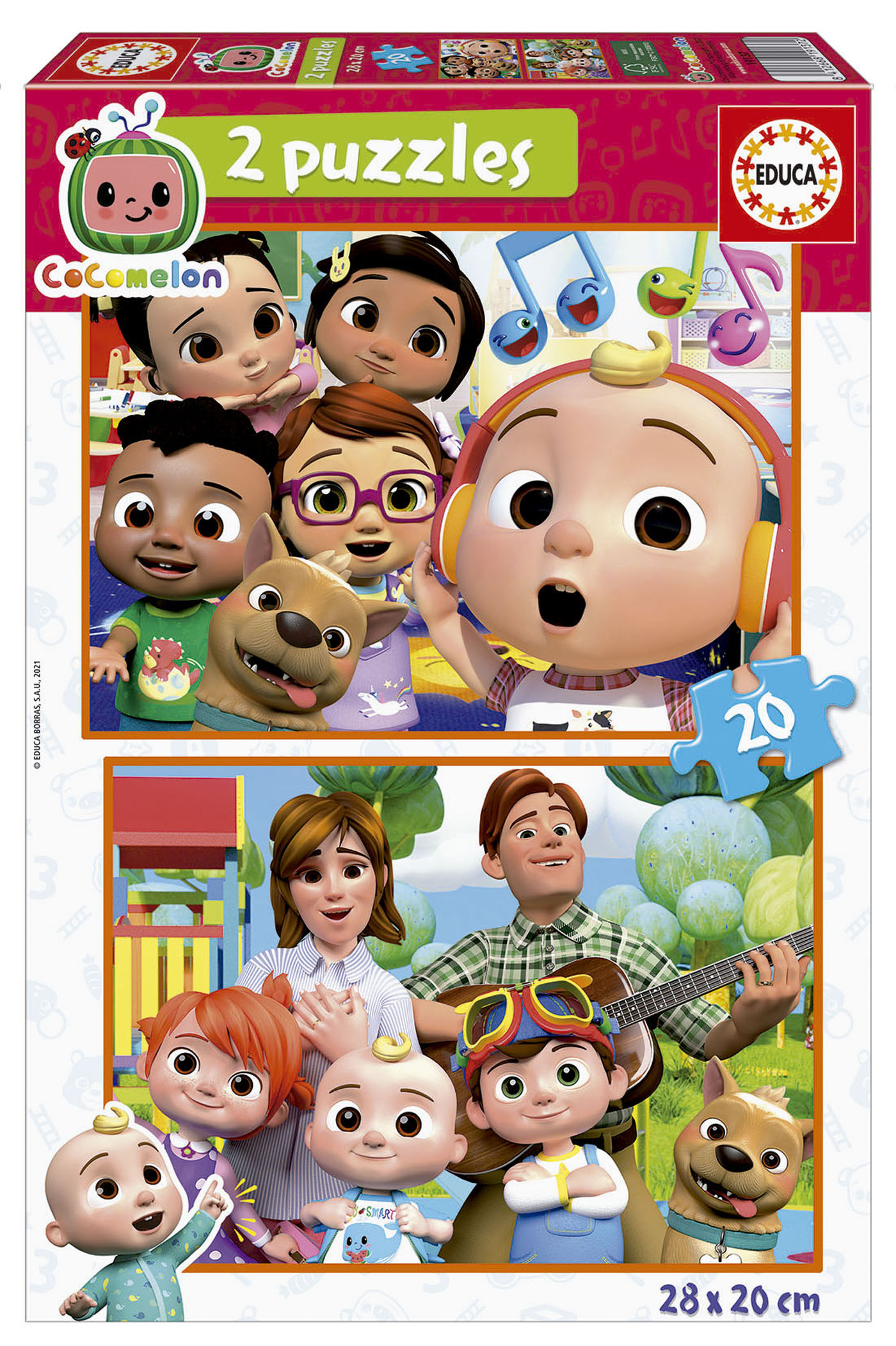 Puzzle, Educa, Cocomelon, 2 in 1, 2 x 20 pieces