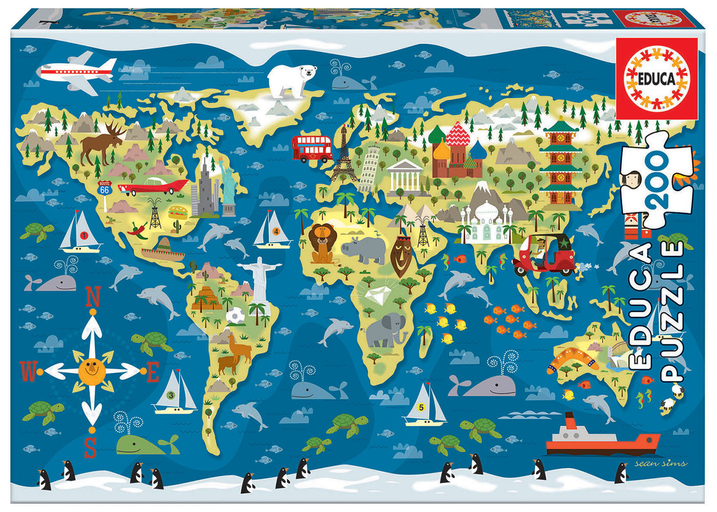 Puzzle, Educa, World Map, 200 pieces