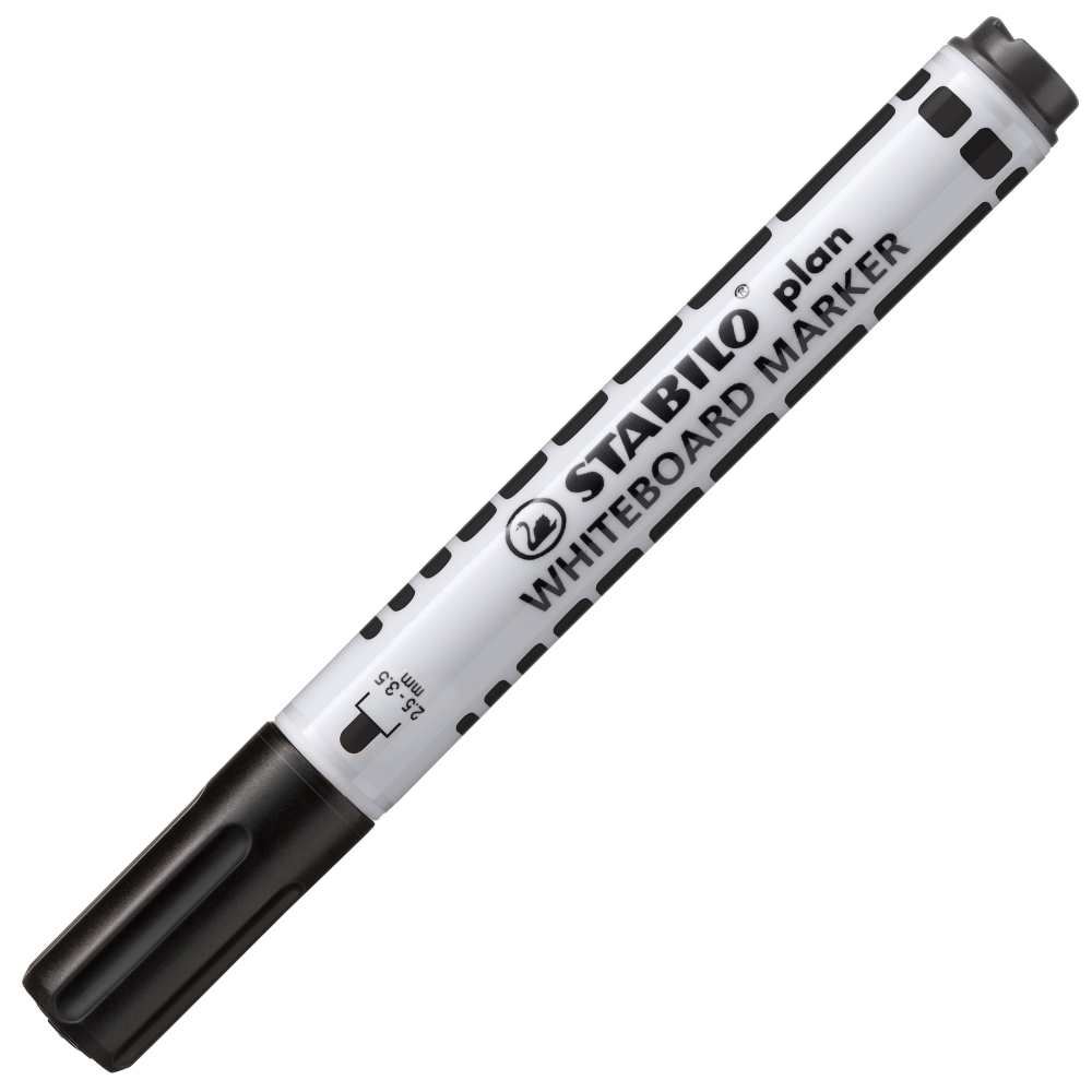 Whiteboard Marker, Stabilo, Plan Round Tip, Black