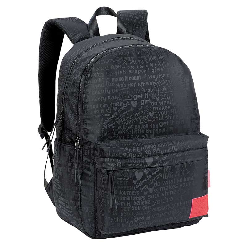 School Backpack, Miss Lemonade, Riot Girl, 44 x 33 x 16 cm, Black